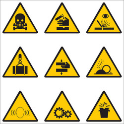 Set of triangle road warning signs Royalty Free Vector Image