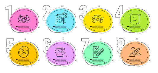 Call center pie chart and checkbox icons set vector