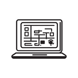 outline laptop displaying block diagram on screen vector image