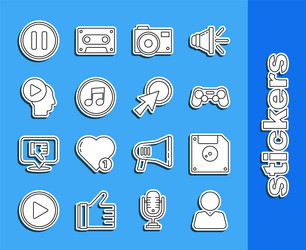 set line add to friend floppy disk for computer vector image