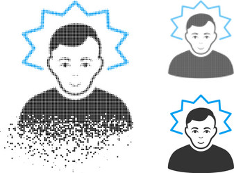 dispersed pixelated halftone inventor icon vector image