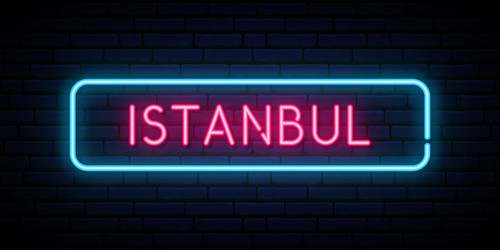 Istanbul neon sign bright light signboard vector