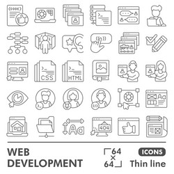 Web development line icon set website design vector