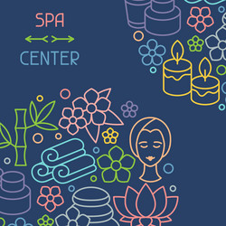 Spa and recreation background with icons in linear vector