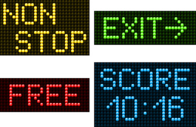 Digital Display Set - Stop, Exit, Free, Score vector image