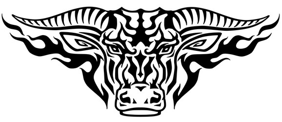 Taurus Flame Bull Tribal Tattoo Vector Image