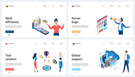 efficiency of global support server bugs test set vector image