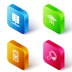Set isometric line server data web hosting ufo vector