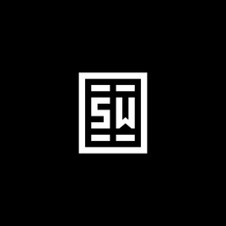 sw initial logo with square rectangular shape vector image