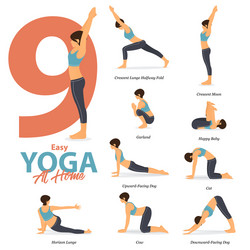 9 Simple Yoga Poses for Home Vector Image
