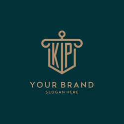 Kp monogram initial logo design with shield vector