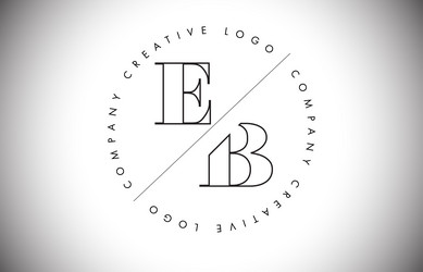 outline eb e b letter logo with cut vector