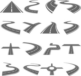 Road curves isolated on transparent Royalty Free Vector