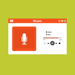 media player application app template with flat vector image