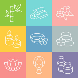 Set of spa and recreation icons in linear style vector