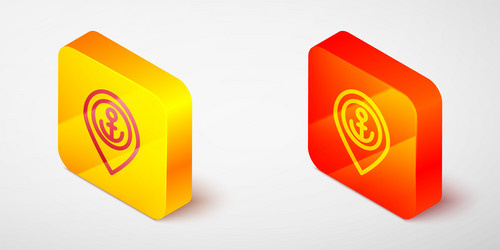 isometric line map pointer with anchor icon vector image