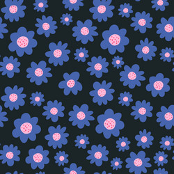 Seamless floral pattern blue daisy tiny flowers vector