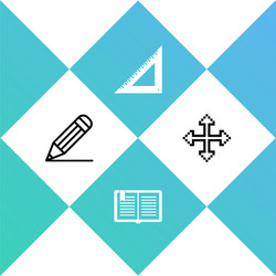 set pencil and line open book triangular ruler vector image