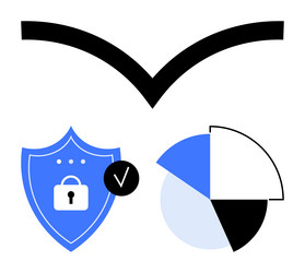 data security and analytics with shield pie chart vector image