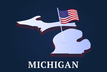 michigan state isometric map and usa national vector