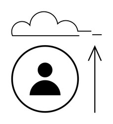 user uploading data to cloud storage with upward vector image