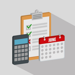 checklist with calendar and calculator vector image