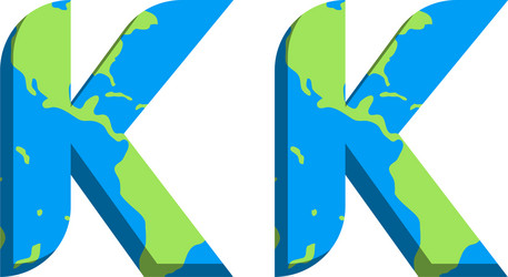 initial kk logo design with world map style vector image