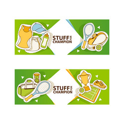 Tennis Sport Fitness Banner Set Vector Image