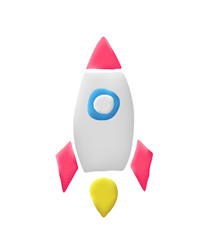 3d rocket icon concept for spaceship vector