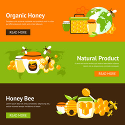 honey flat banner set vector