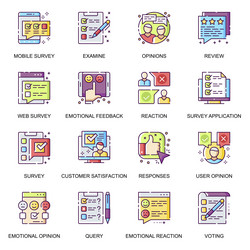 internet survey flat icons set exam and query vector image