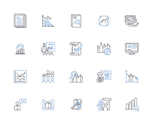 statistical methods line icons collection vector