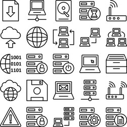 Database server and location icons set every ico vector