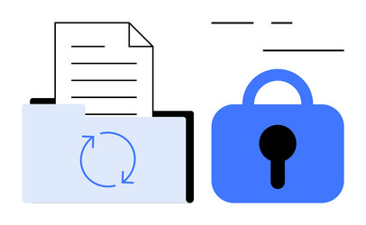 document in folder and secure lock symbol vector image