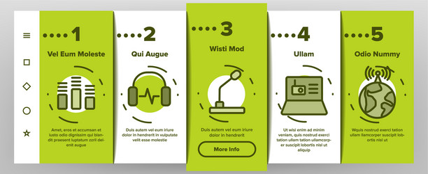 Radio program onboarding icons set vector