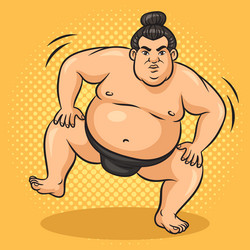 sumo wrestler pinup pop art vector