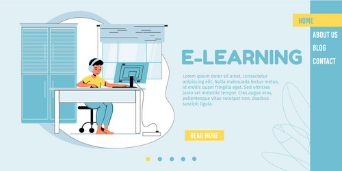 e-learning remote study for children landing page vector