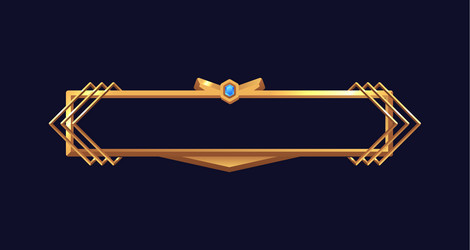 Golden empty frame with gem medieval metal vector