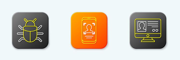 set line system bug mobile and face recognition vector image