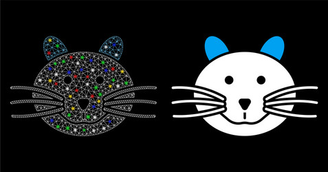Flare mesh network cat icon with spots vector