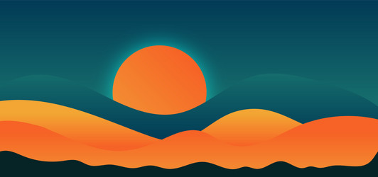 Landscape with mountains and sun sunset Royalty Free Vector