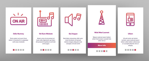 Radio program onboarding icons set vector