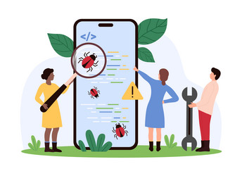 debugging software and mobile application bug vector image
