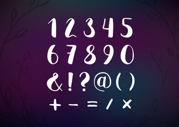 Hand drawn script numbers from 0 to 9 digits vector