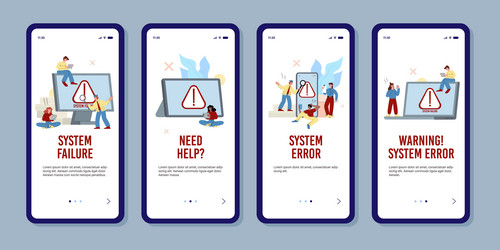 onboarding app pages warning of operating system vector image