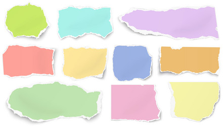 set of color paper different shapes tears vector