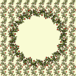 Vintage doodle christmas background with berries vector