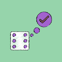 flat shading style icon dice and check mark vector image