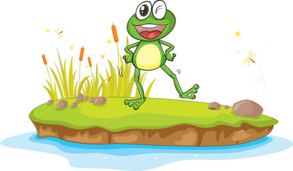 Happy cartoon frog vector