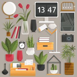 Home office interior vector